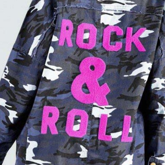 NEW DAVI & DANI CAMOUFLAGE SLATE BLUE CAMO SHACKET SHACKET SM-3X ROCK & ROLL - Picture 2 of 4